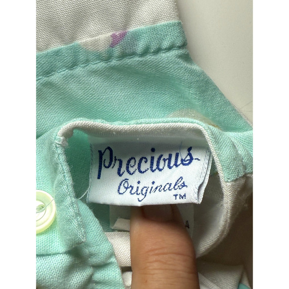 Vintage Precious Originals Dress Girls 12 Months Palm Tree Pocket Button USA 90s - Picture 6 of 7